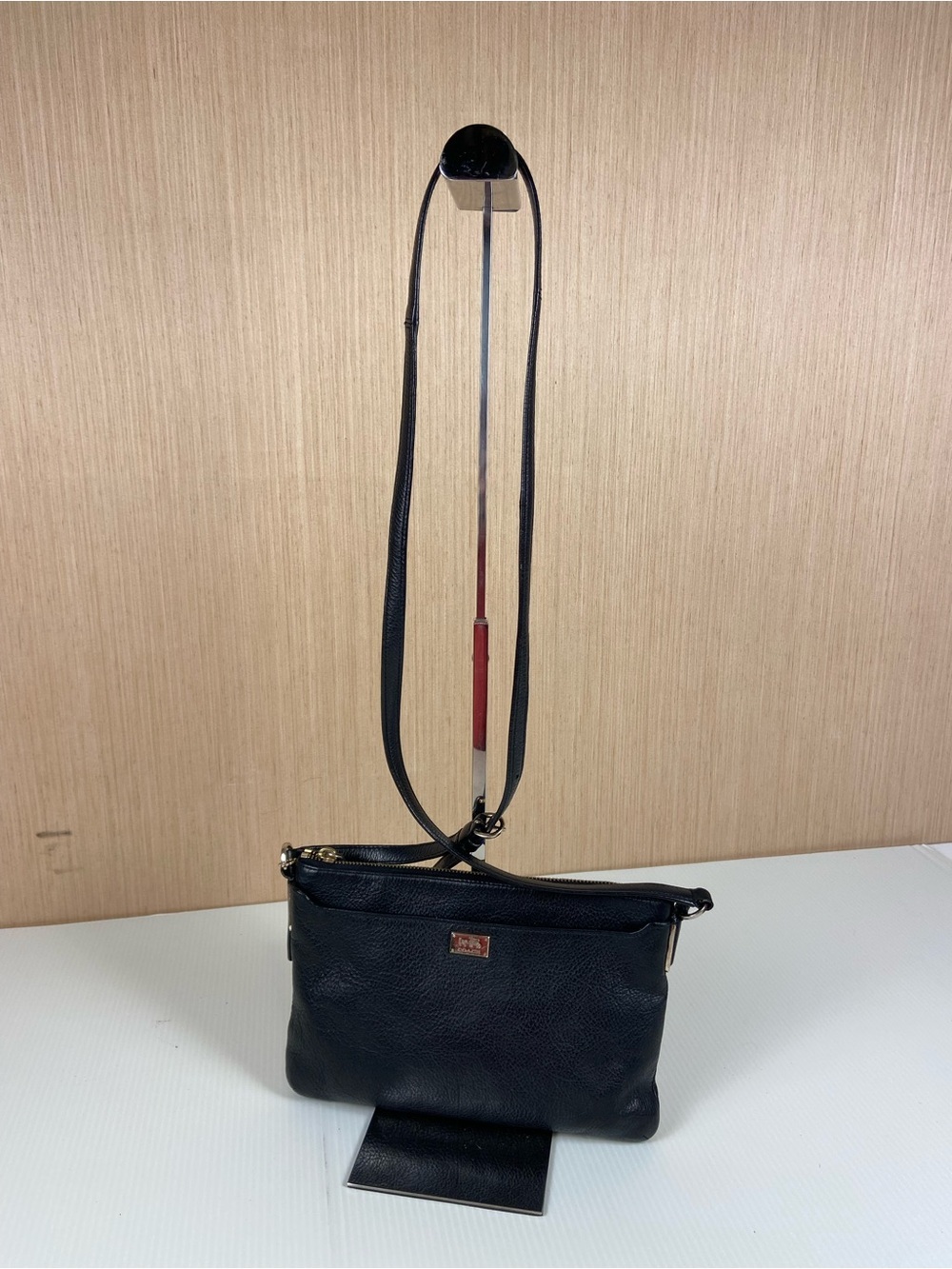 Coach Black Pebbled Leather Crossbody Swingpack Slim Zip Bag Y2K